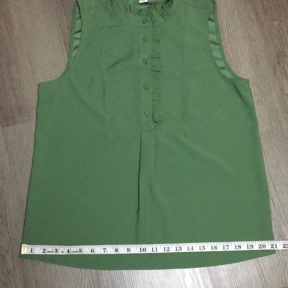 J. Crew Womens Green Sleeveless Ruffled Top (Size 6) - Picture 10 of 13